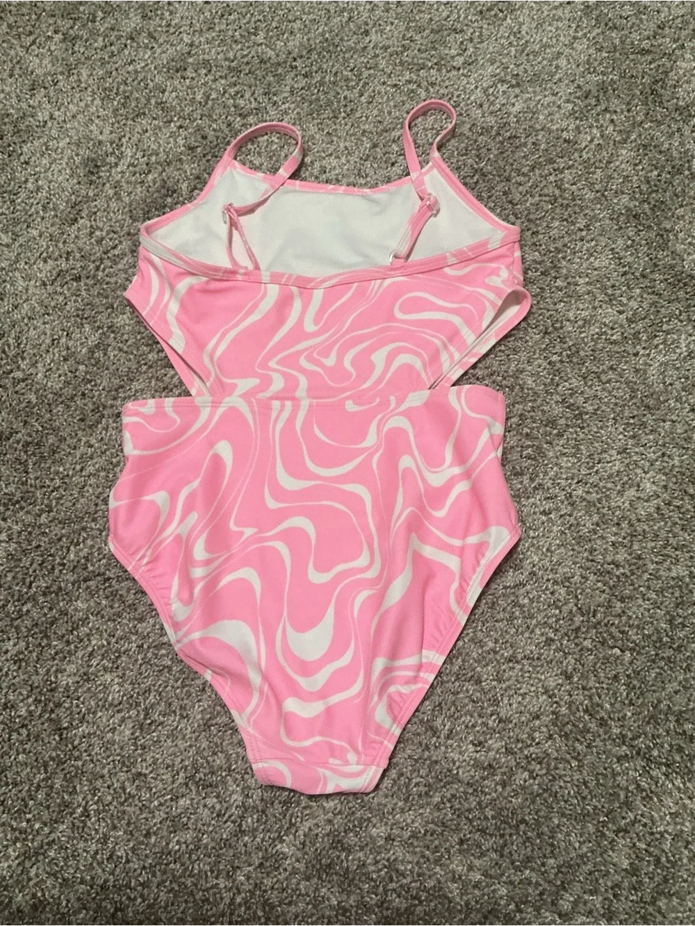 Old Navy Pink and White Swirl Girls One-Piece Swimsuit
